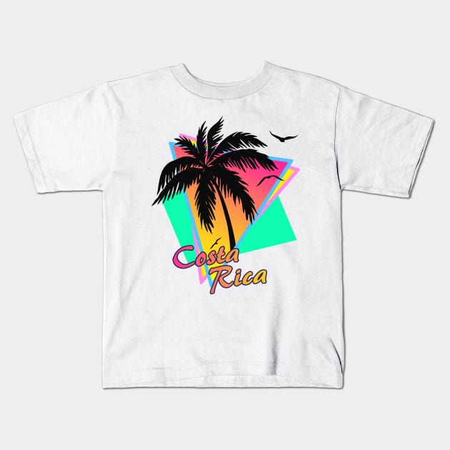 Costa Rica Cool 80s Sunset Kids T-Shirt by Nerd_art